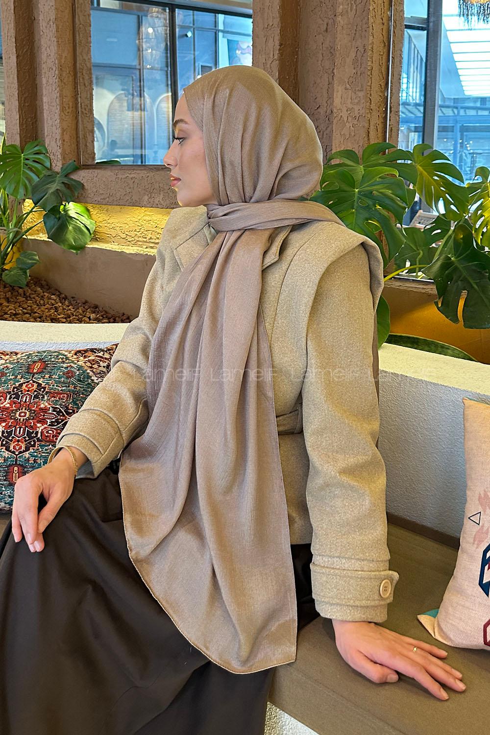 Lamelif Star Şal Koyu Vizon