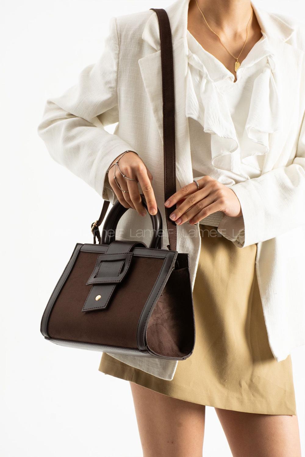 Lamelif Büyük Kadın El Ve Omuz Çanta Acı Kahve