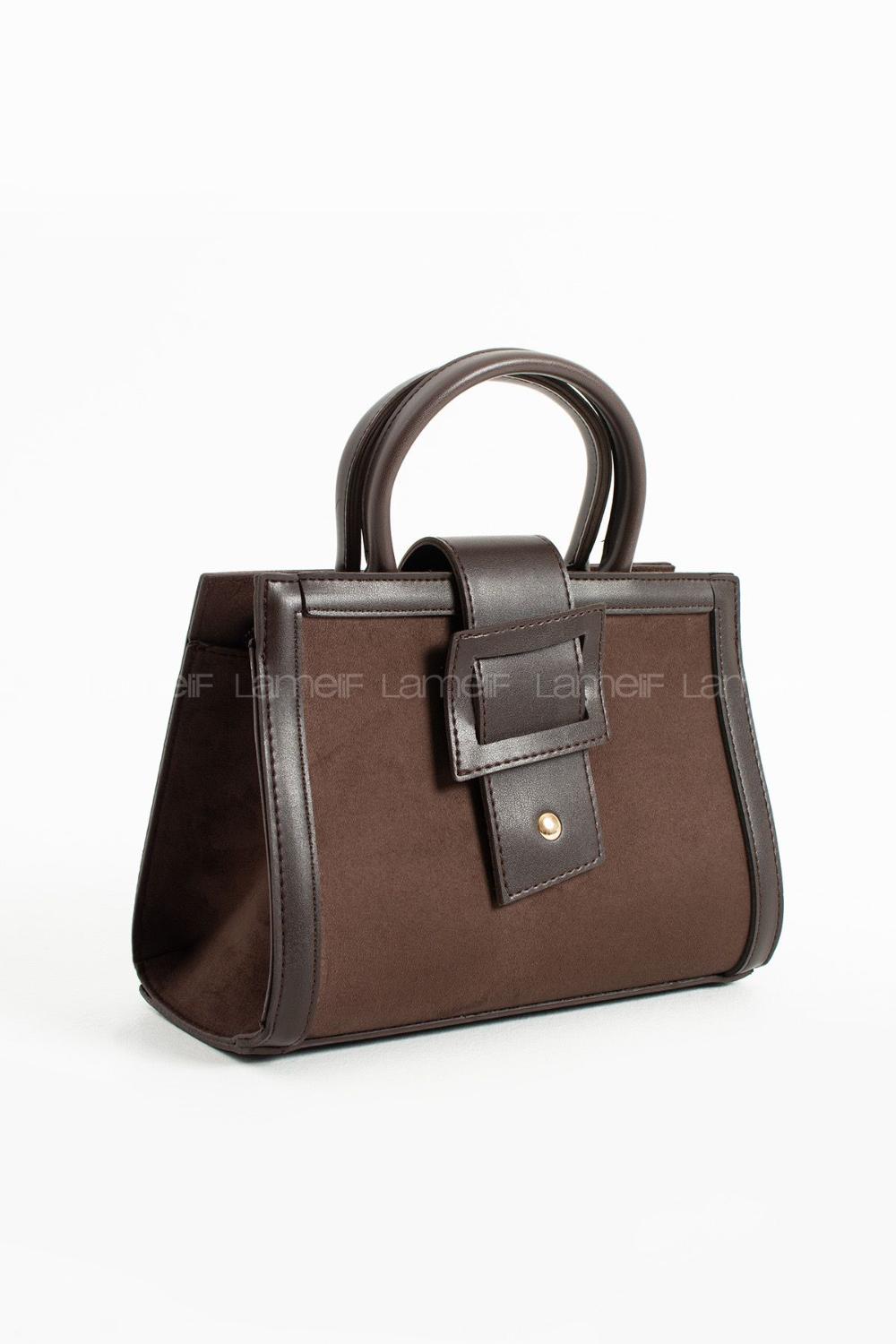 Lamelif Büyük Kadın El Ve Omuz Çanta Acı Kahve