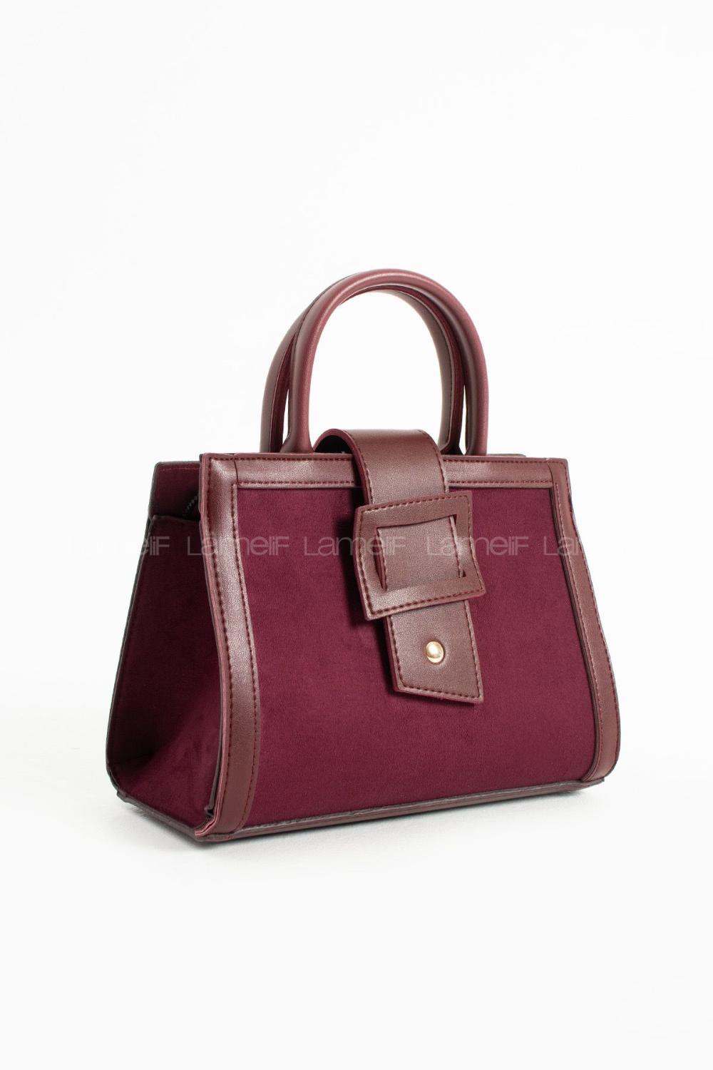 Lamelif Büyük Kadın El Ve Omuz Çanta Bordo