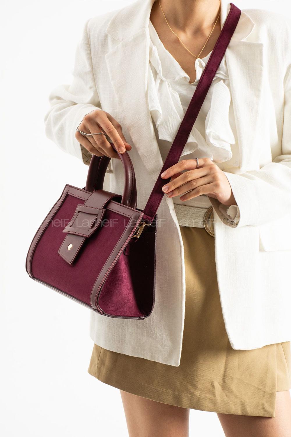Lamelif Büyük Kadın El Ve Omuz Çanta Bordo