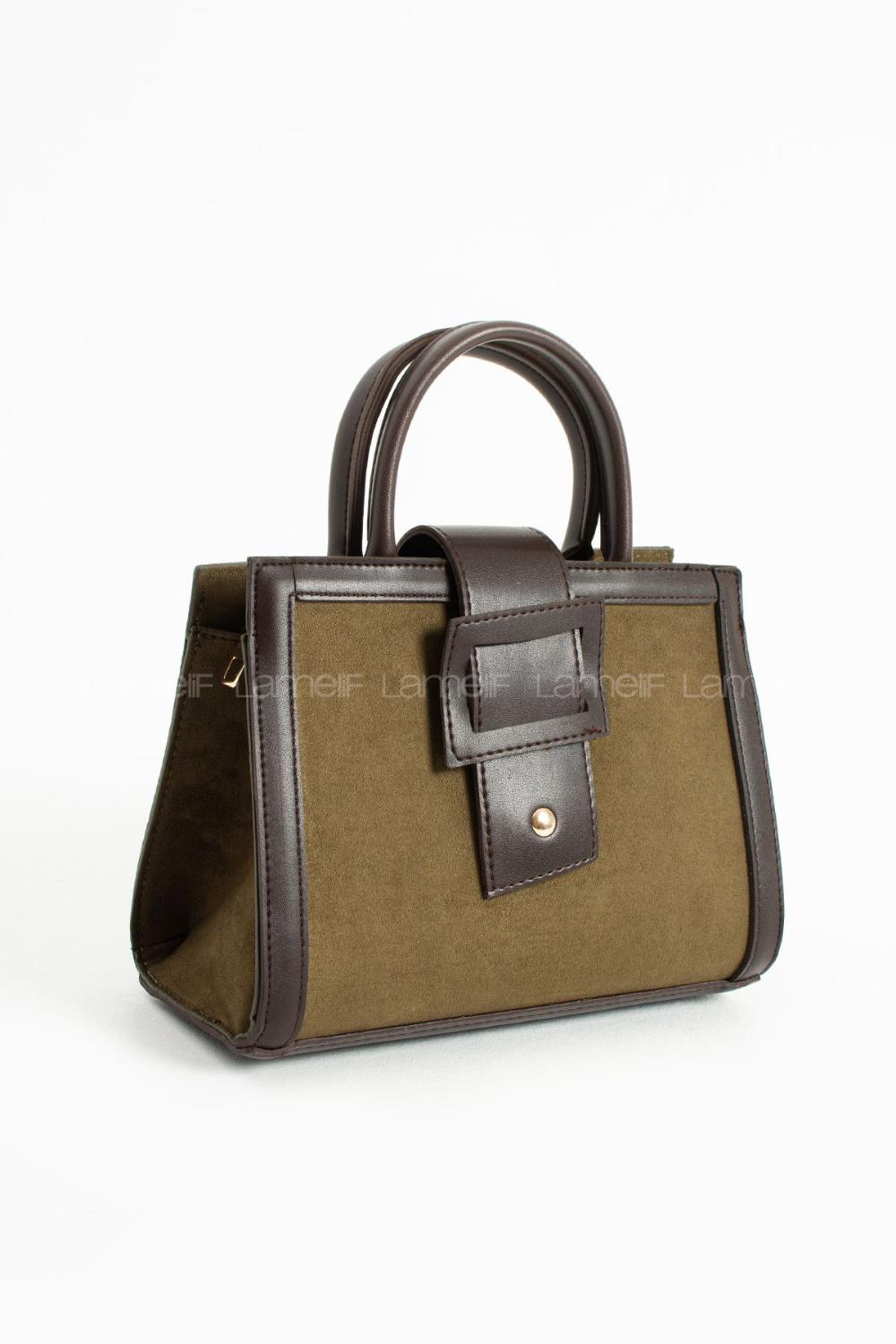 Lamelif Büyük Kadın El Ve Omuz Çanta Haki