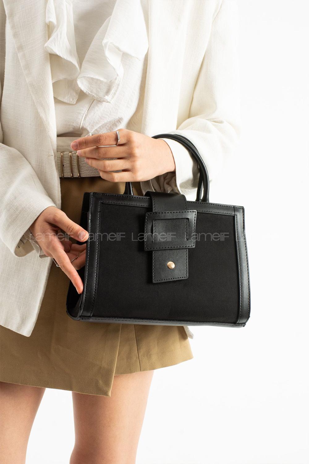 Lamelif Büyük Kadın El Ve Omuz Çanta Siyah