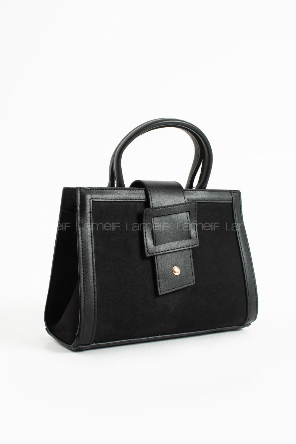 Lamelif Büyük Kadın El Ve Omuz Çanta Siyah