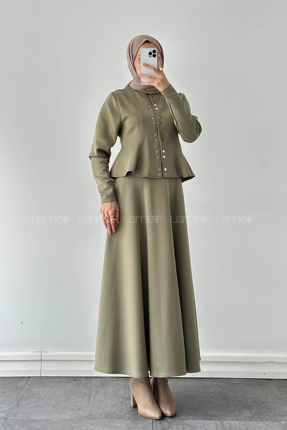 Lamelif Scuba Çıt Çıtlı İkili Takım Haki