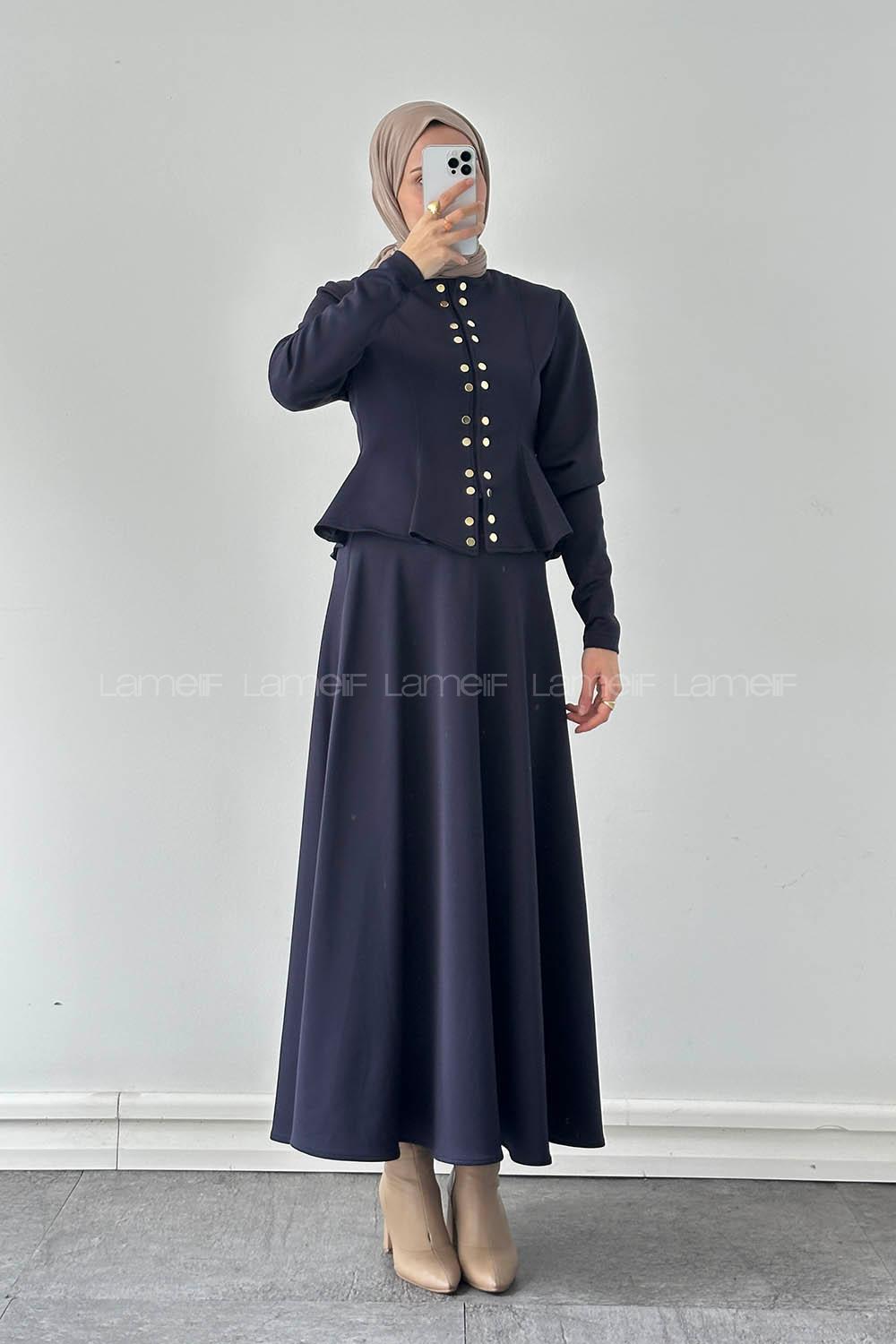 Lamelif Scuba Çıt Çıtlı İkili Takım Lacivert