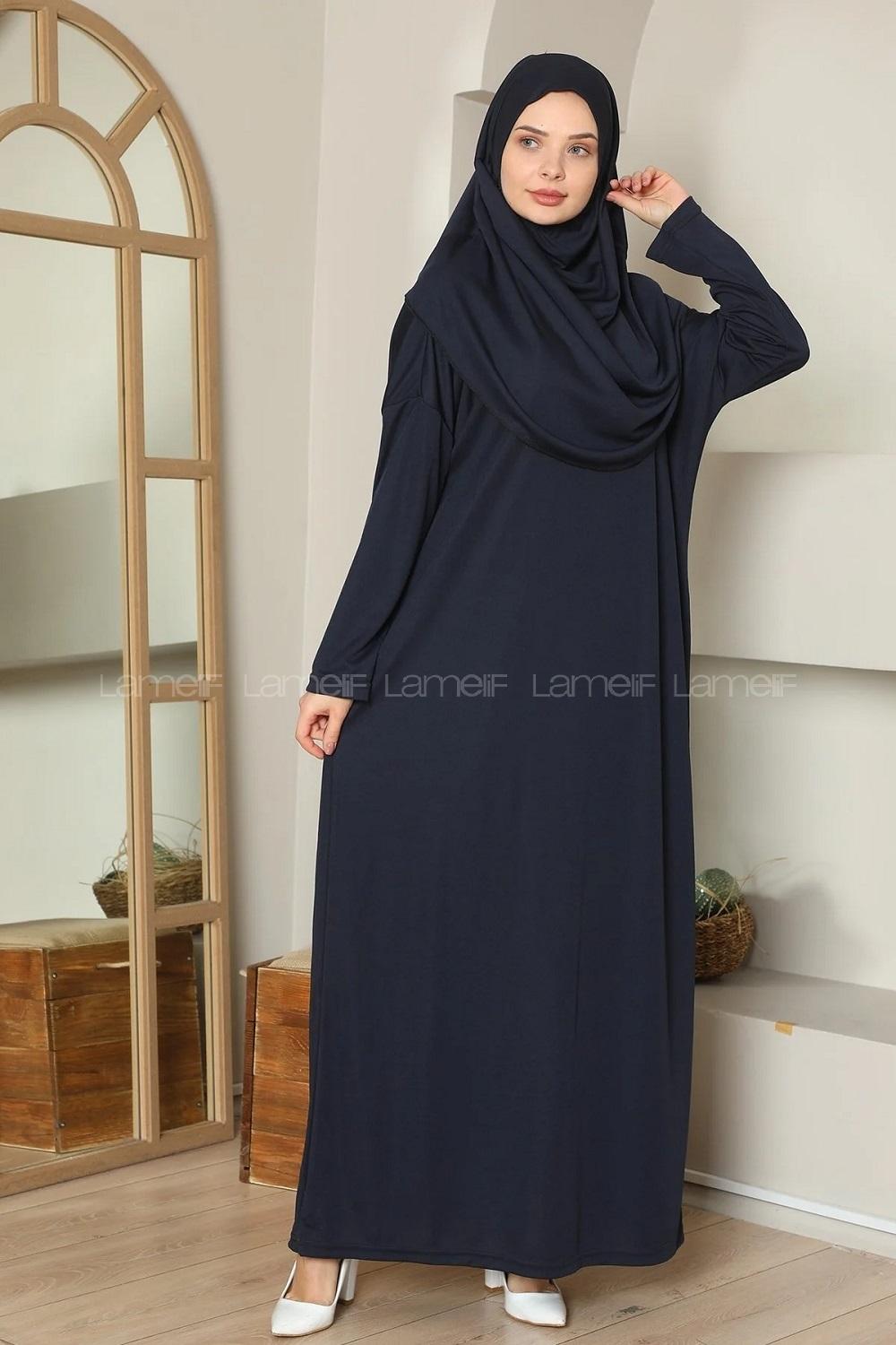 Navy Blue Normal Neck Lycra Dresess