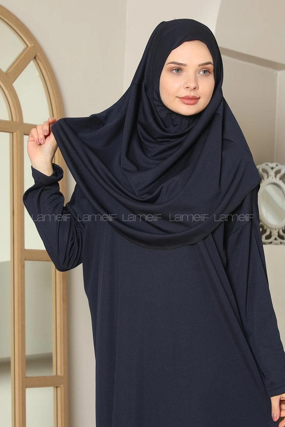 Navy Blue Normal Neck Lycra Dresess