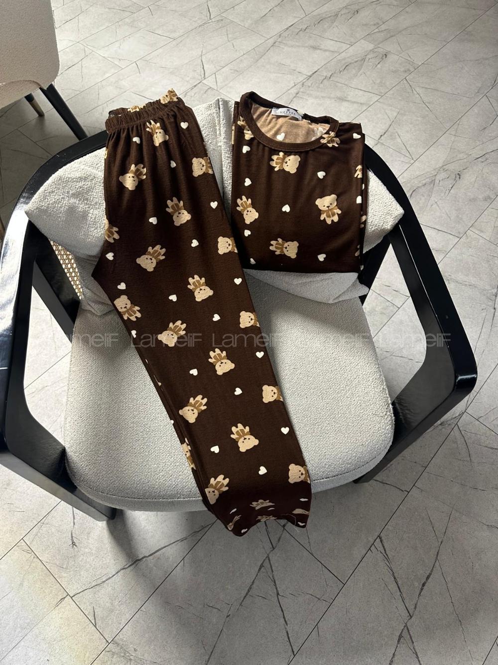 Lamelif Ayıcık Baskı Detaylı Pijama Takımı