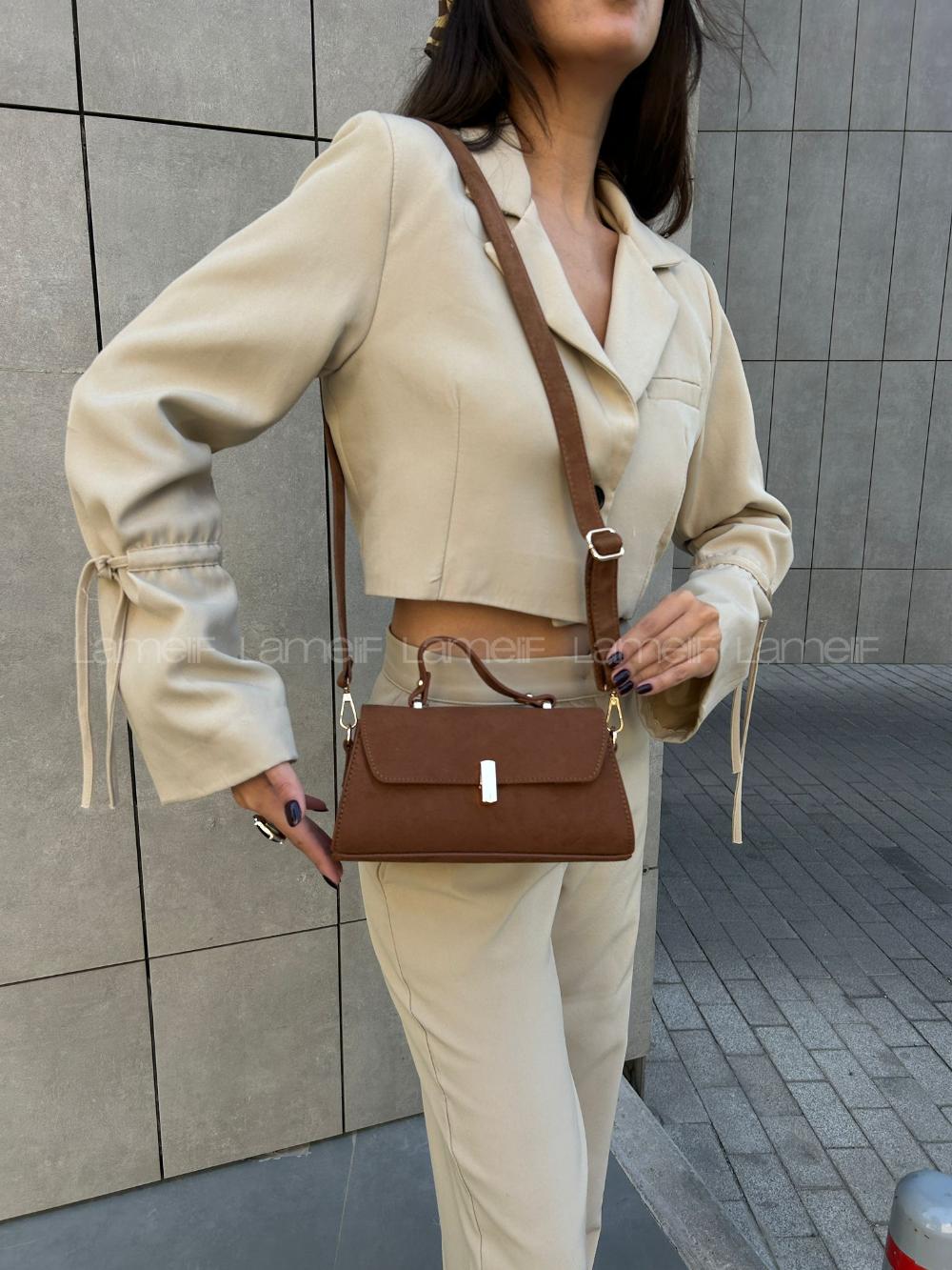Lamelif Leına Süet Model Kadın Çapraz Çantası