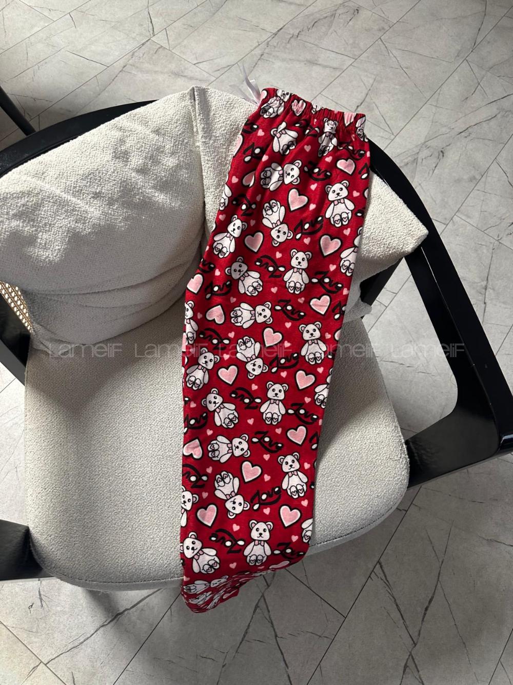 Lamelif Milan Kumaş Love Baskılı Pijama Altı