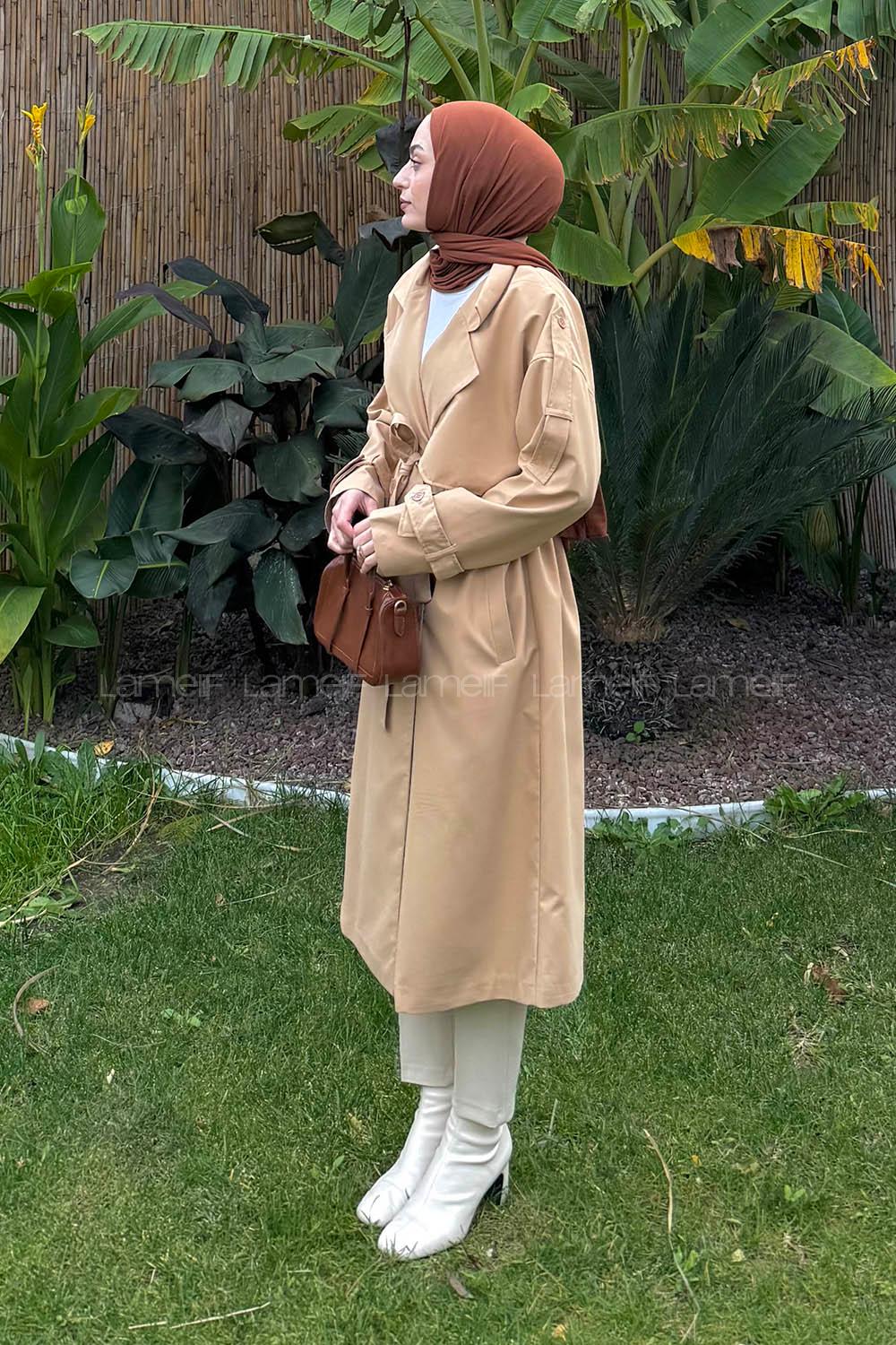 Soil Long Arm Poplin Fabric Trench Coat