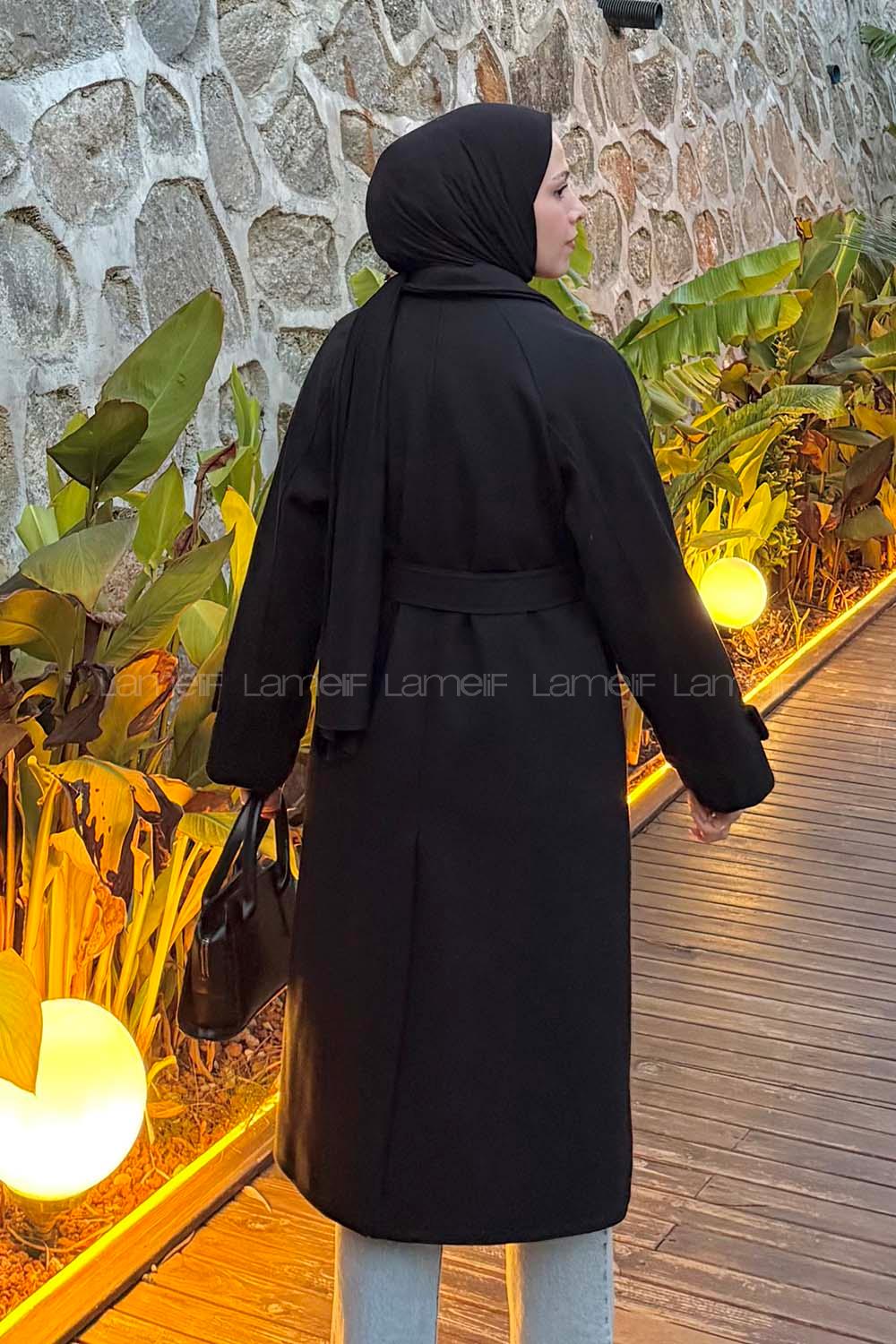 Black Jacket Collar Long Arm Coat