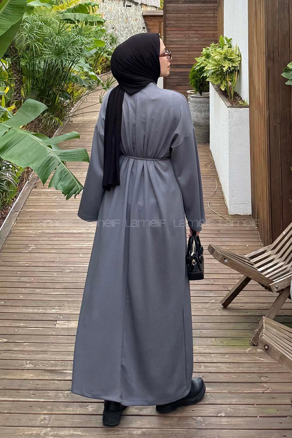 Lamelif İki İplik Oysho Elbise  Koyu Gri