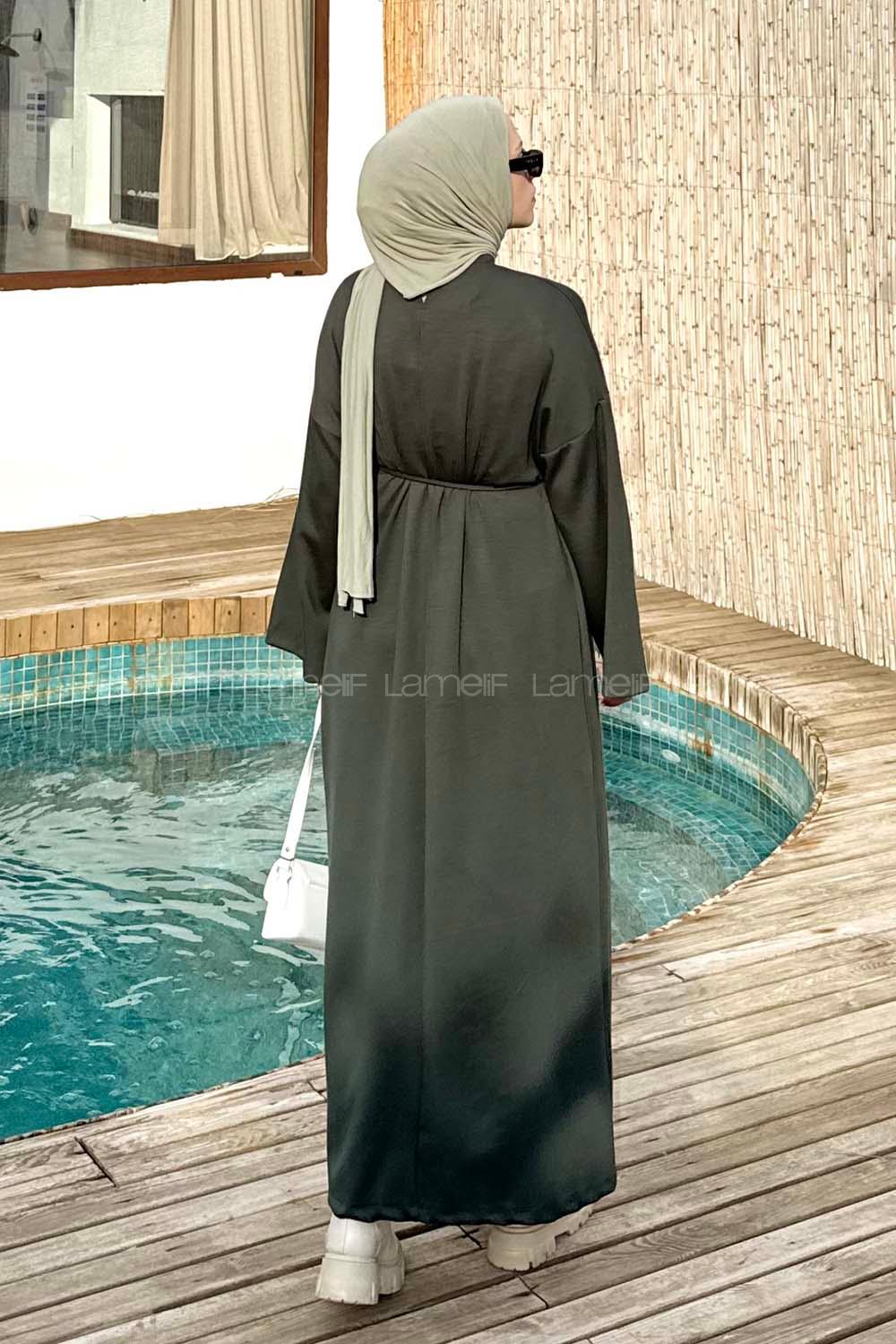 Lamelif İki İplik Oysho Elbise Koyu Yeşil