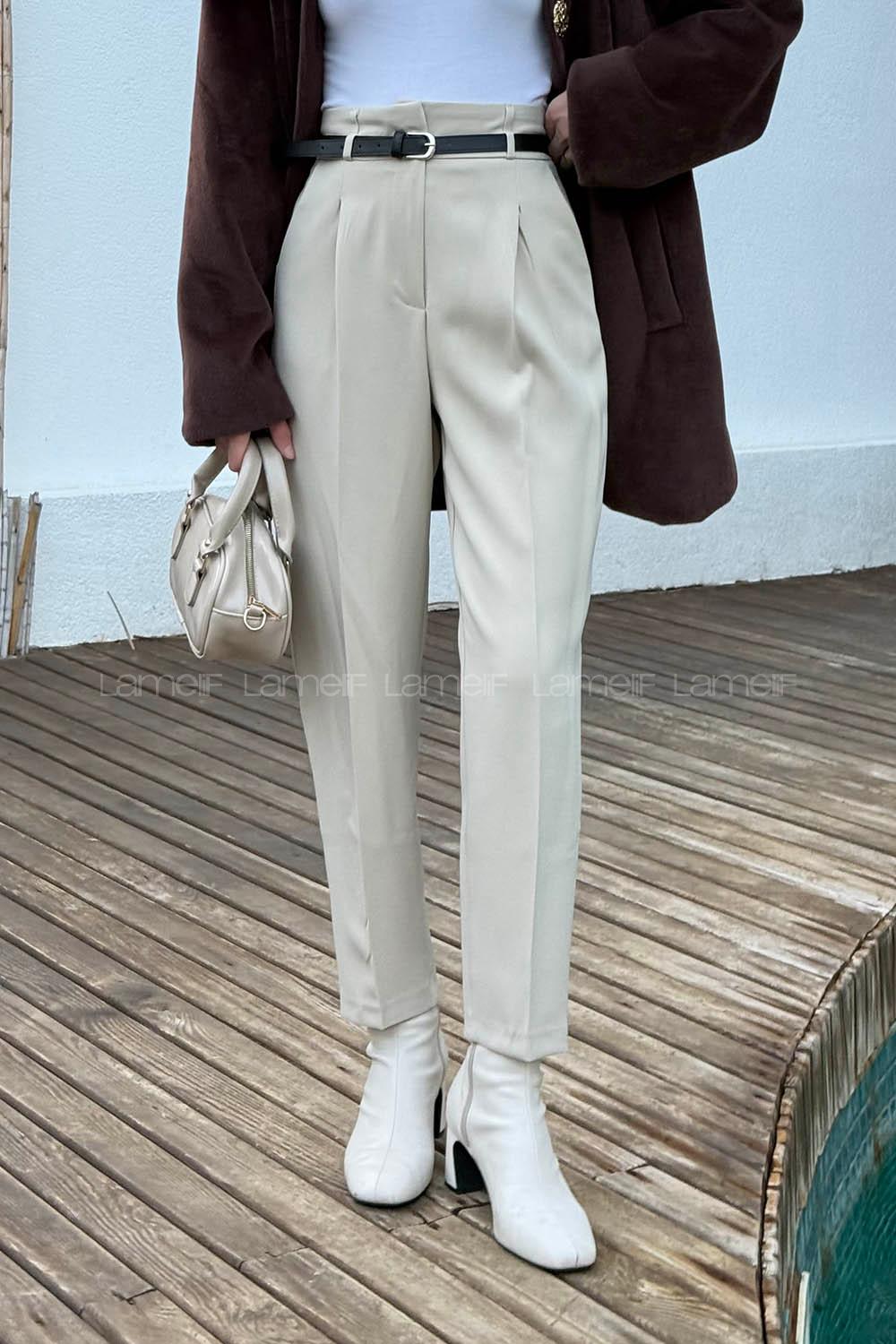 Stone Lycra Polyester Normal Waist Carrot Pant Pants