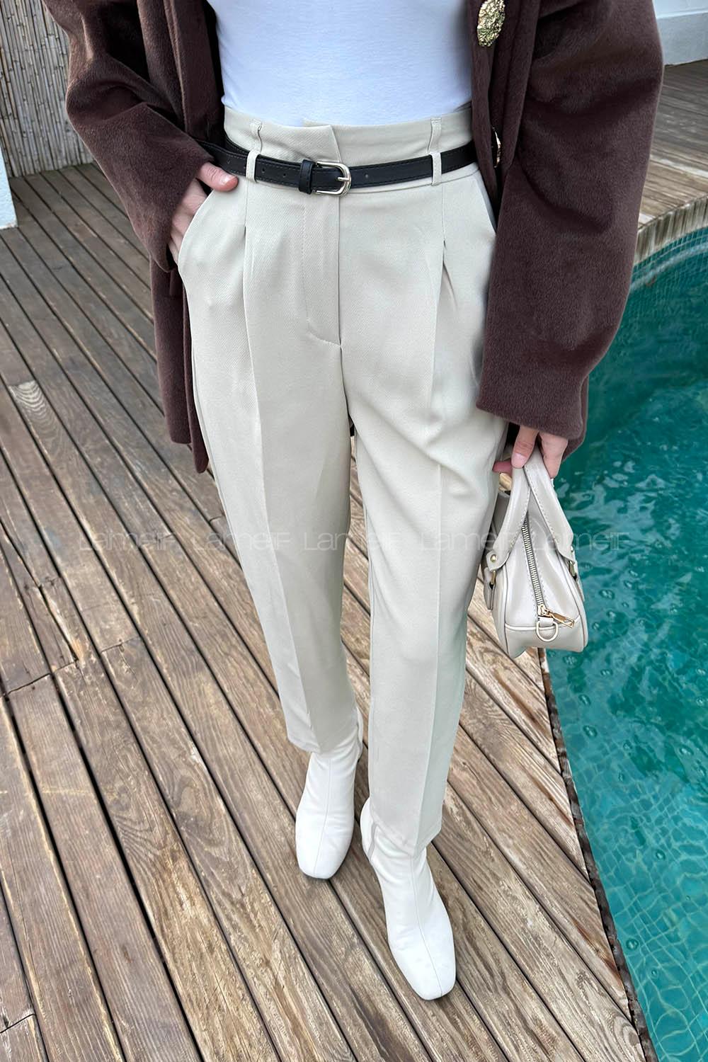 Stone Lycra Polyester Normal Waist Carrot Pant Pants