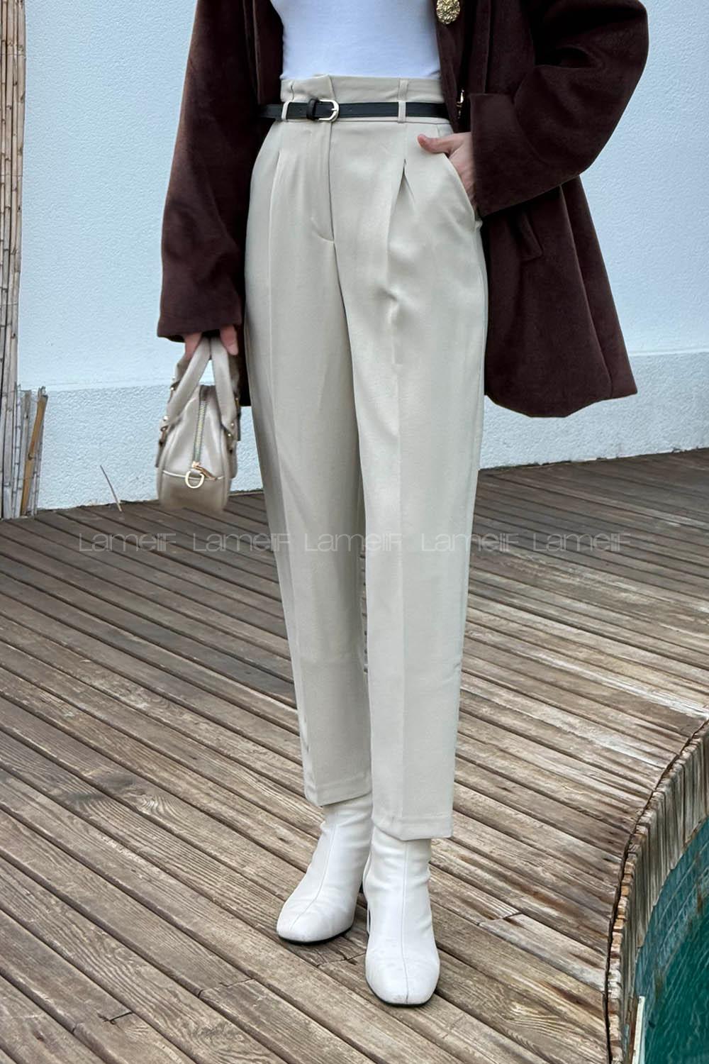 Stone Lycra Polyester Normal Waist Carrot Pant Pants