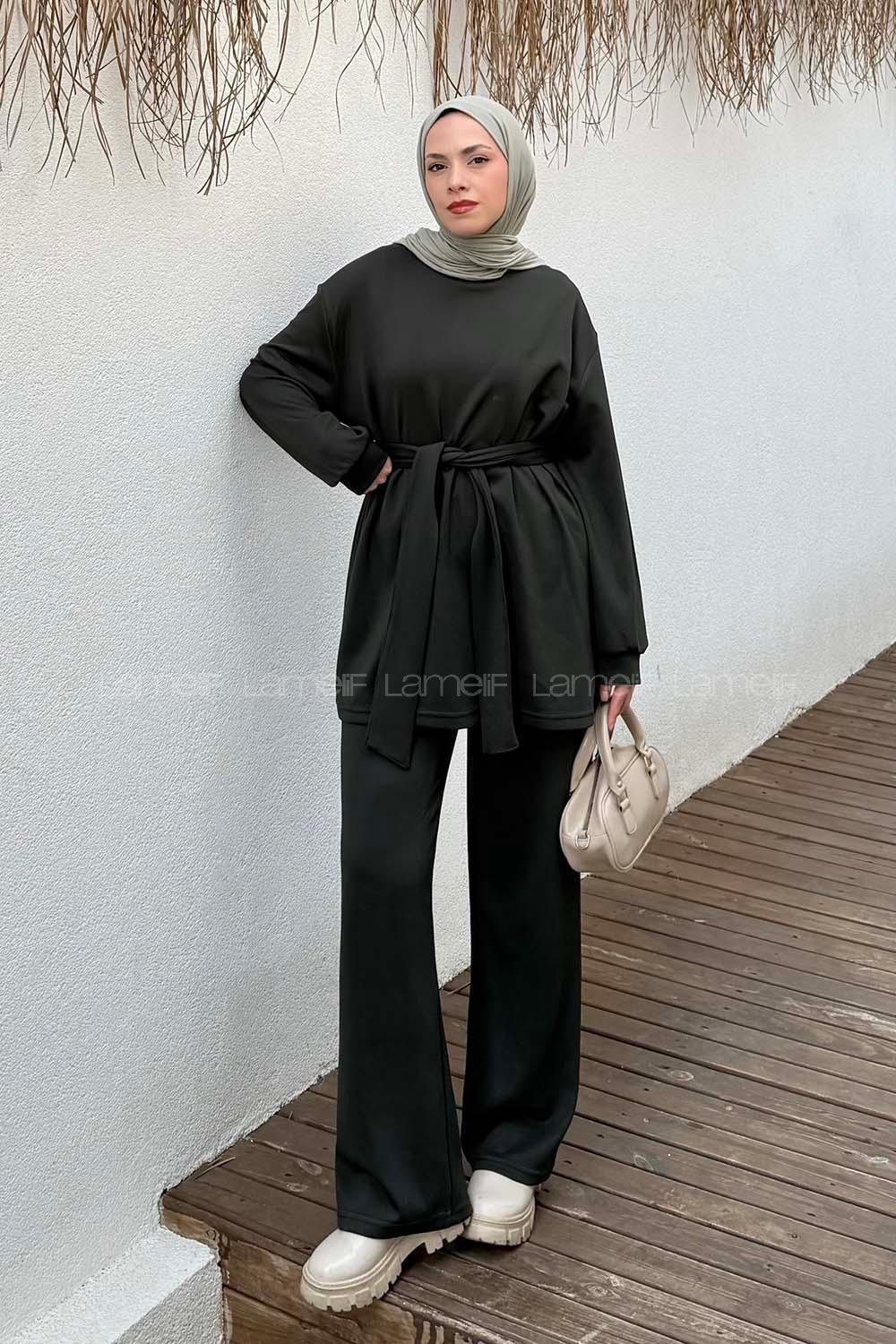 Lamelif Oysho Bağlama Detaylı İkili Takım Haki