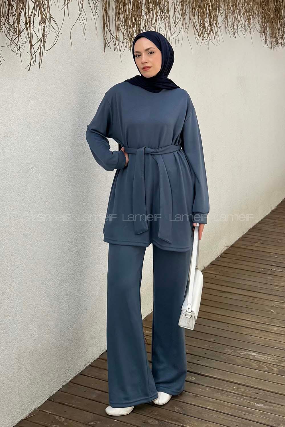 Lamelif Oysho Bağlama Detaylı İkili Takım İndigo