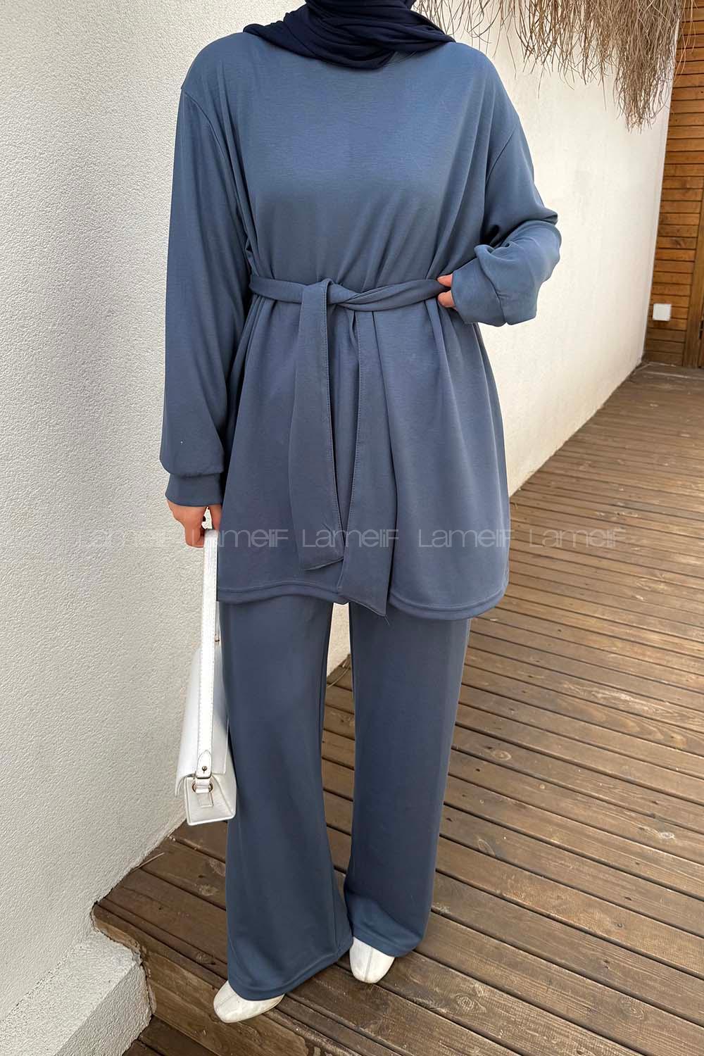 Lamelif Oysho Bağlama Detaylı İkili Takım İndigo