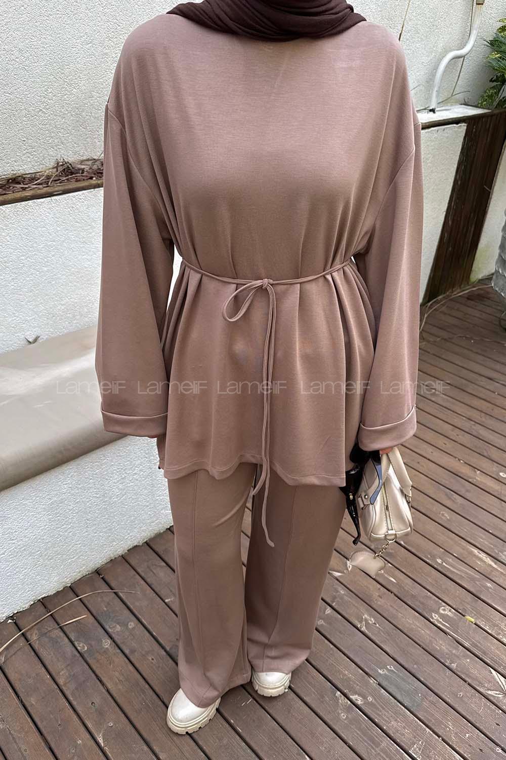 Lamelif Oysho İkili Tesettür Takım Soft Kahve