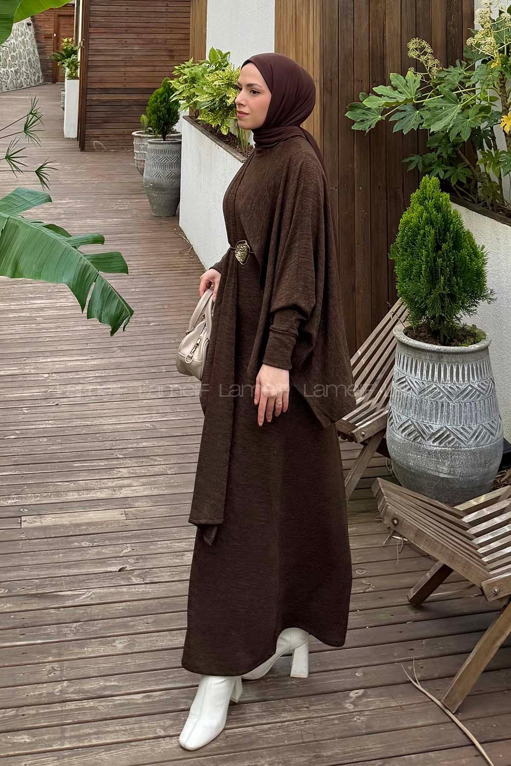 Lamelif Pelerin-Jile İkili Takım Kahverengi