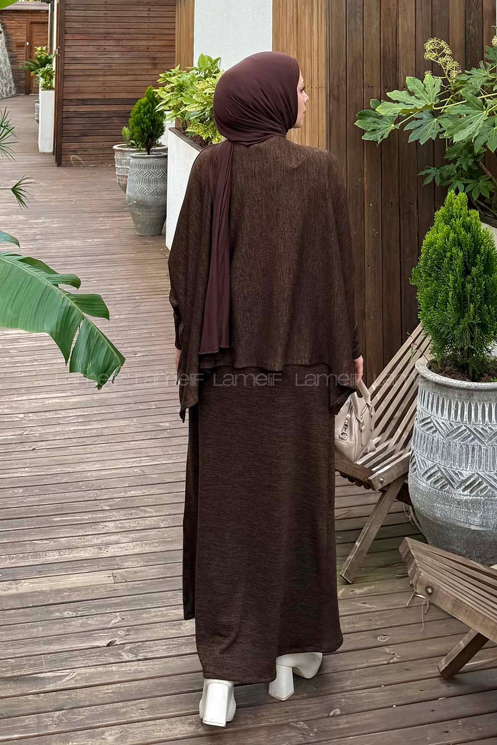 Lamelif Pelerin-Jile İkili Takım Kahverengi