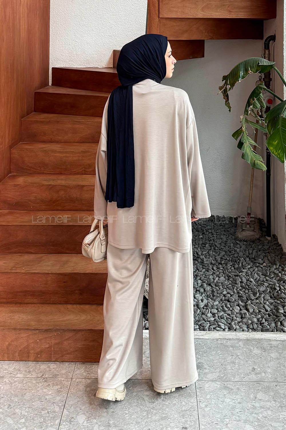 Lamelif Bağlama Detaylı Oysho Takım Bej