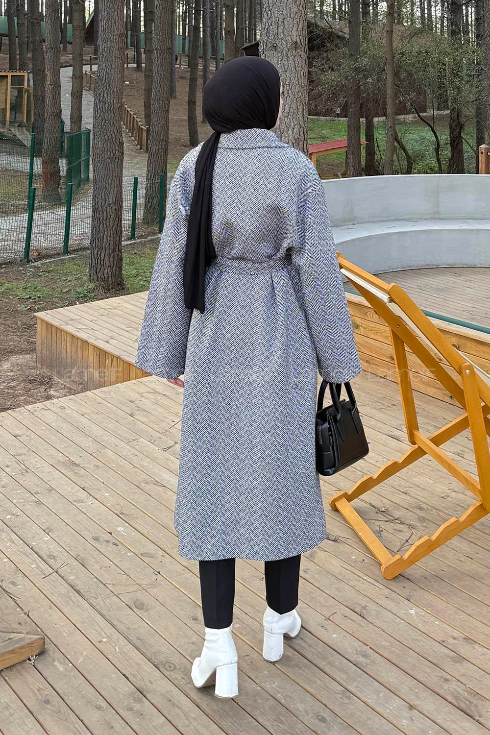 Gray Jacket Collar Long Arm Coat