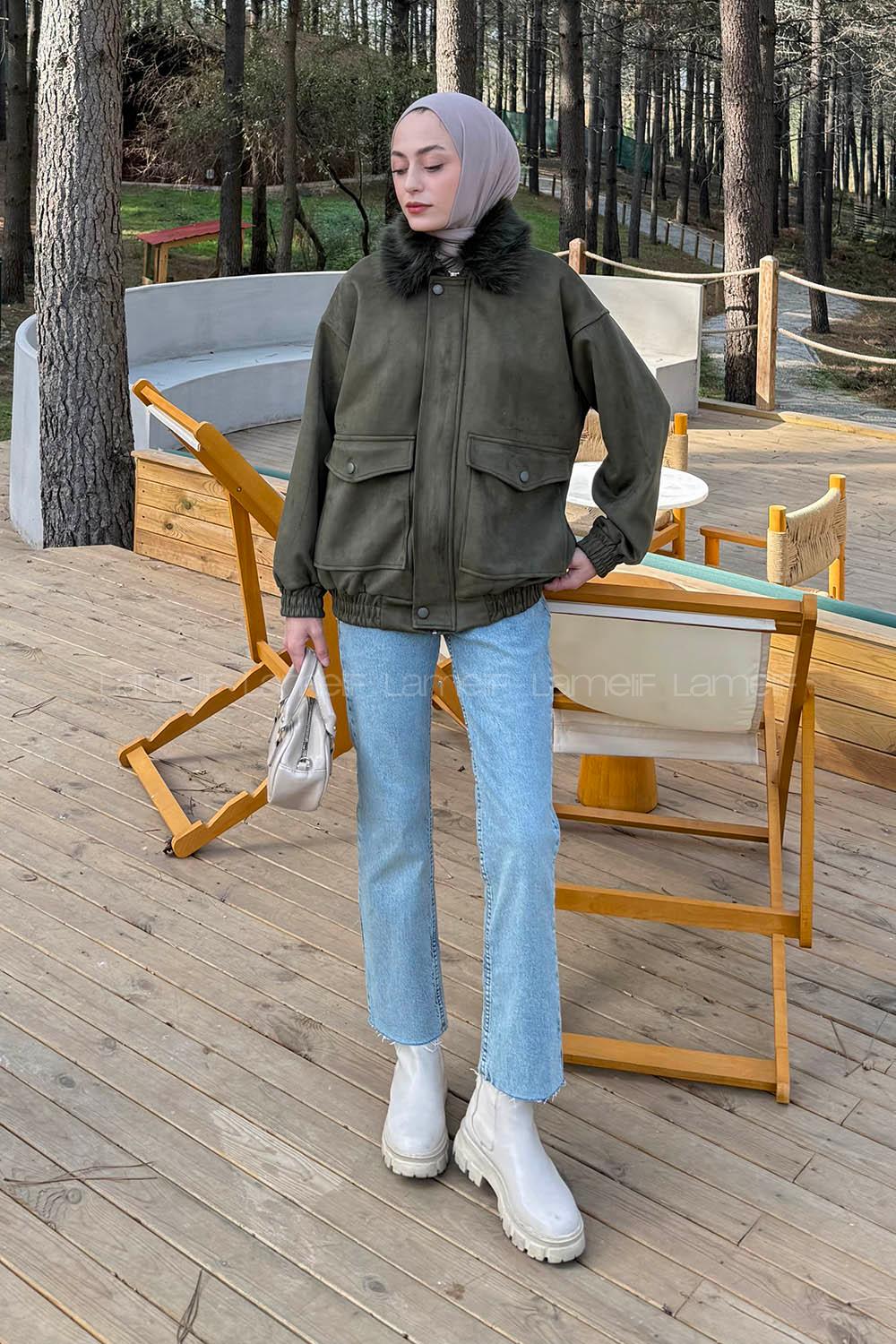 Lamelif Kürk Yaka Cepli Mont Haki