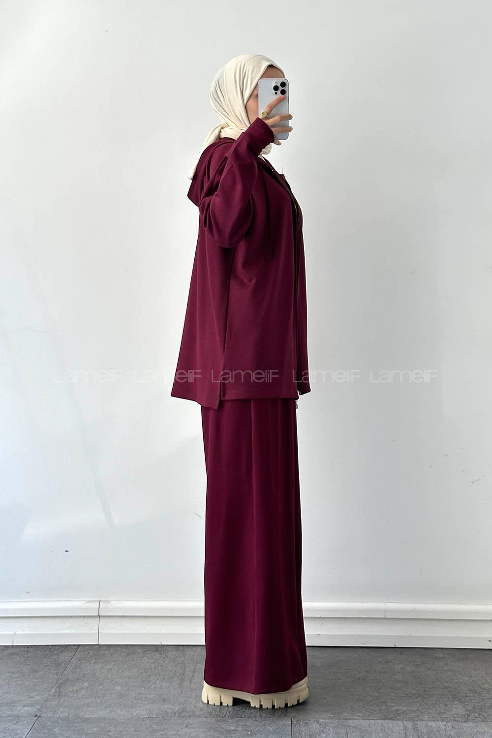 Lamelif Oysho Kapüşonlu Takım Mürdüm