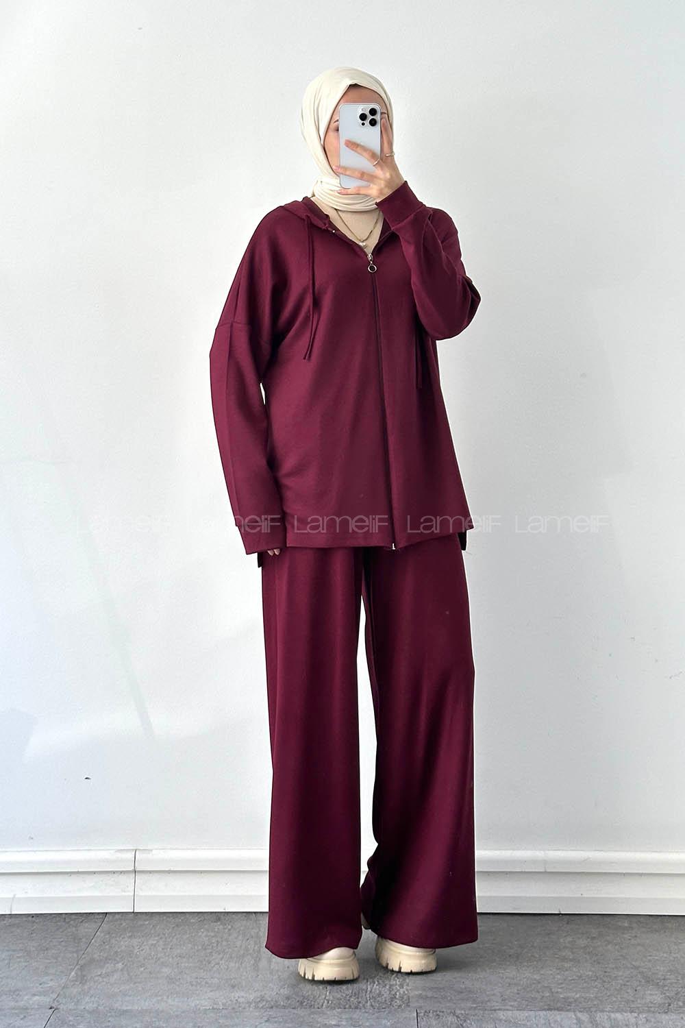 Lamelif Oysho Kapüşonlu Takım Mürdüm