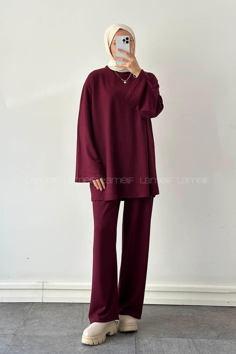 Lamelif Oysho Pantolonlu Takım Bordo