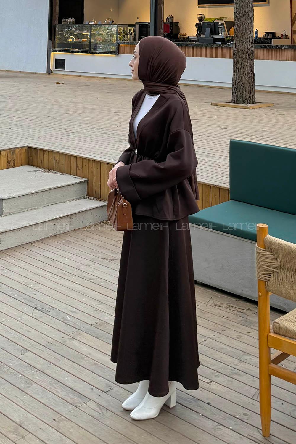 Lamelif Scuba Etekli İkili Takım Acı Kahve