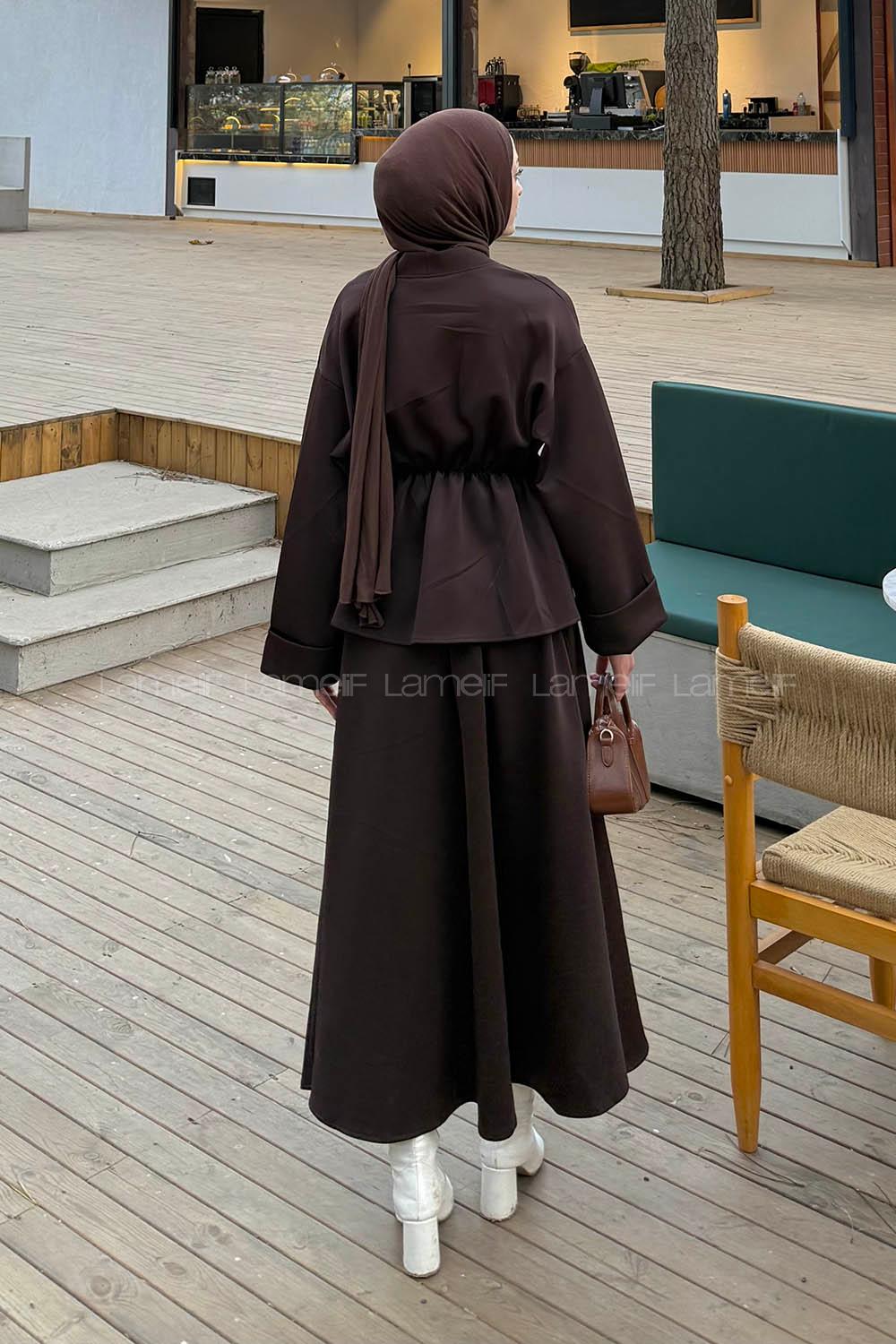 Lamelif Scuba Etekli İkili Takım Acı Kahve