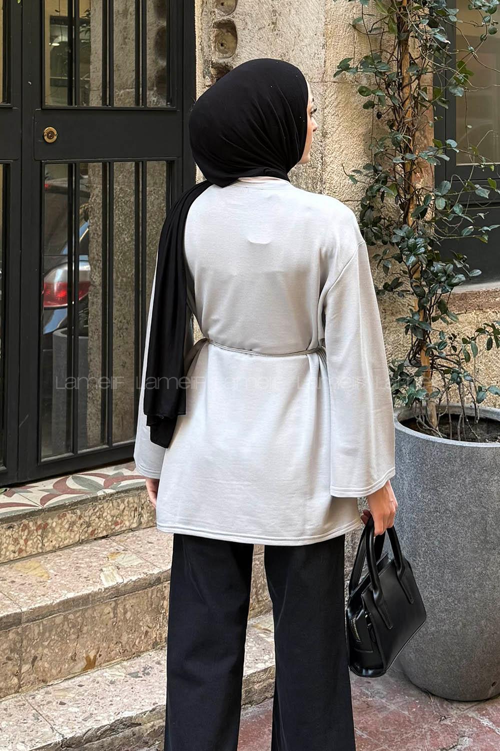 Lamelif Bağlama Detaylı Sweat Gri