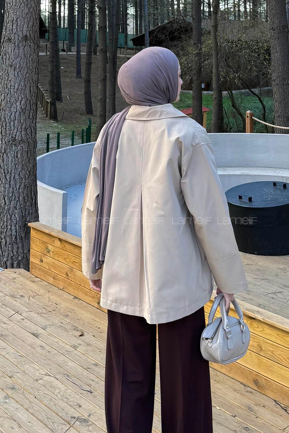 Lamelif Fiyonk Detaylı Trençkot Bej