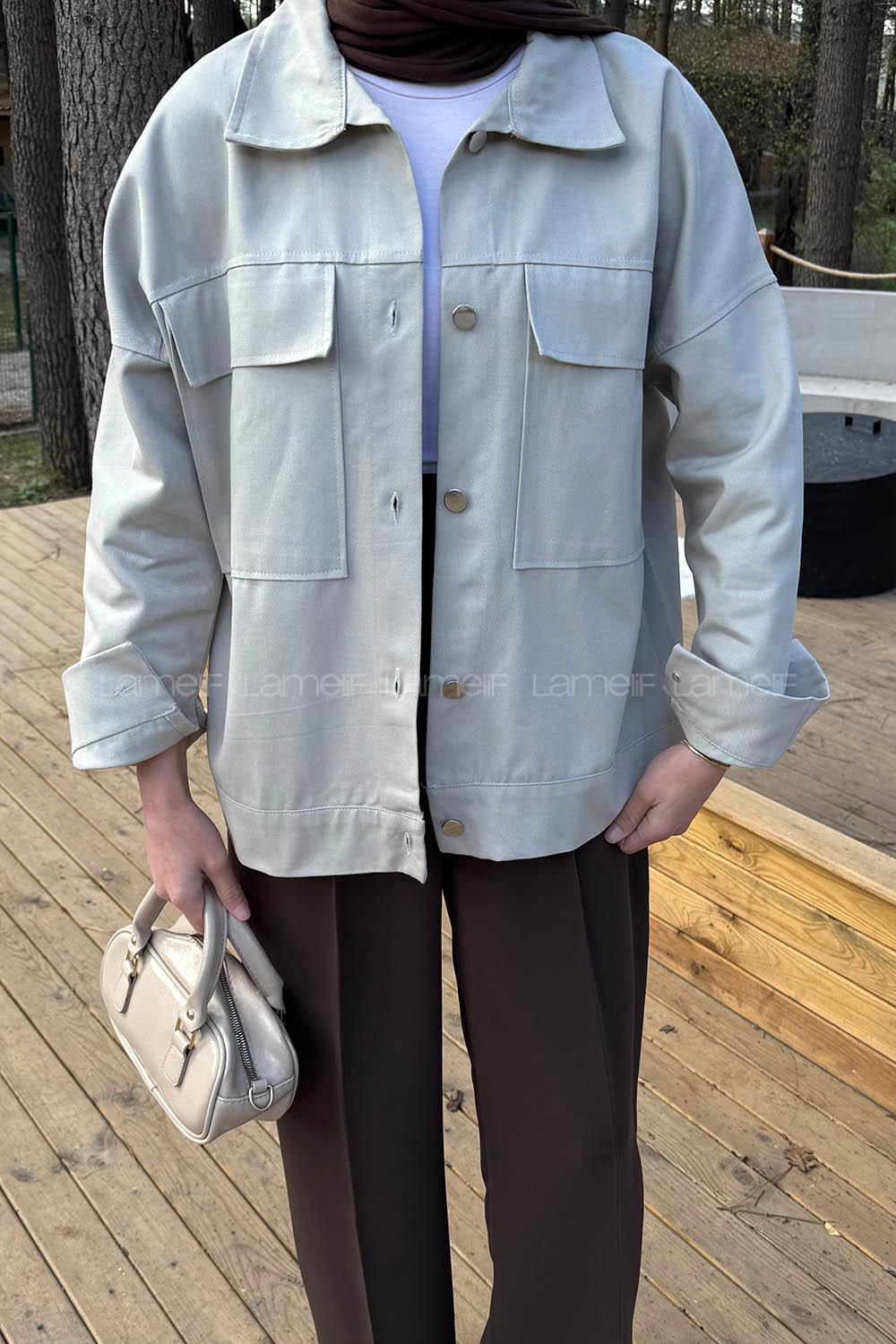 Bone Shirt Collar Long Arm Gabardin Shirt