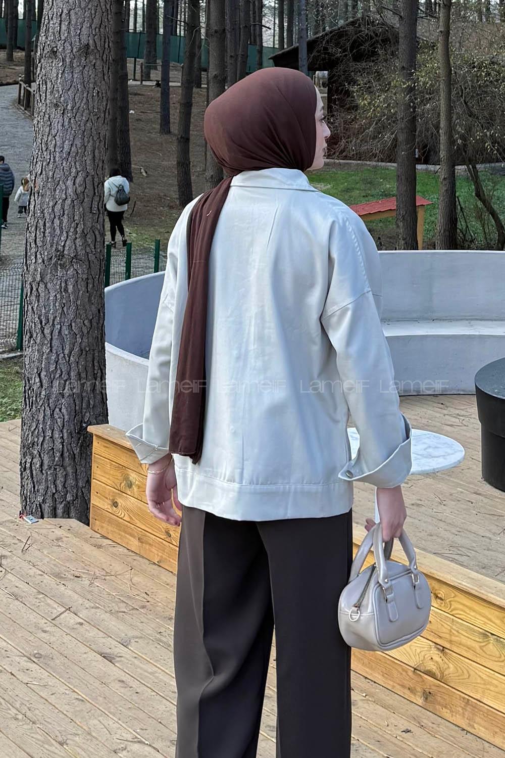 Bone Shirt Collar Long Arm Gabardin Shirt