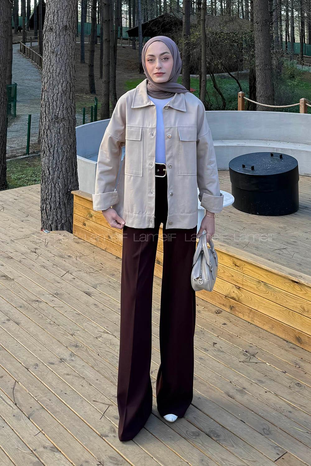 Stone Shirt Collar Long Arm Gabardin Shirt