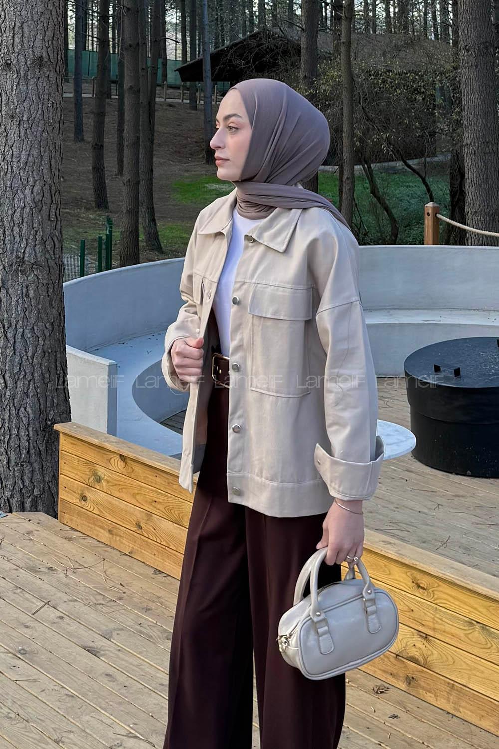 Stone Shirt Collar Long Arm Gabardin Shirt