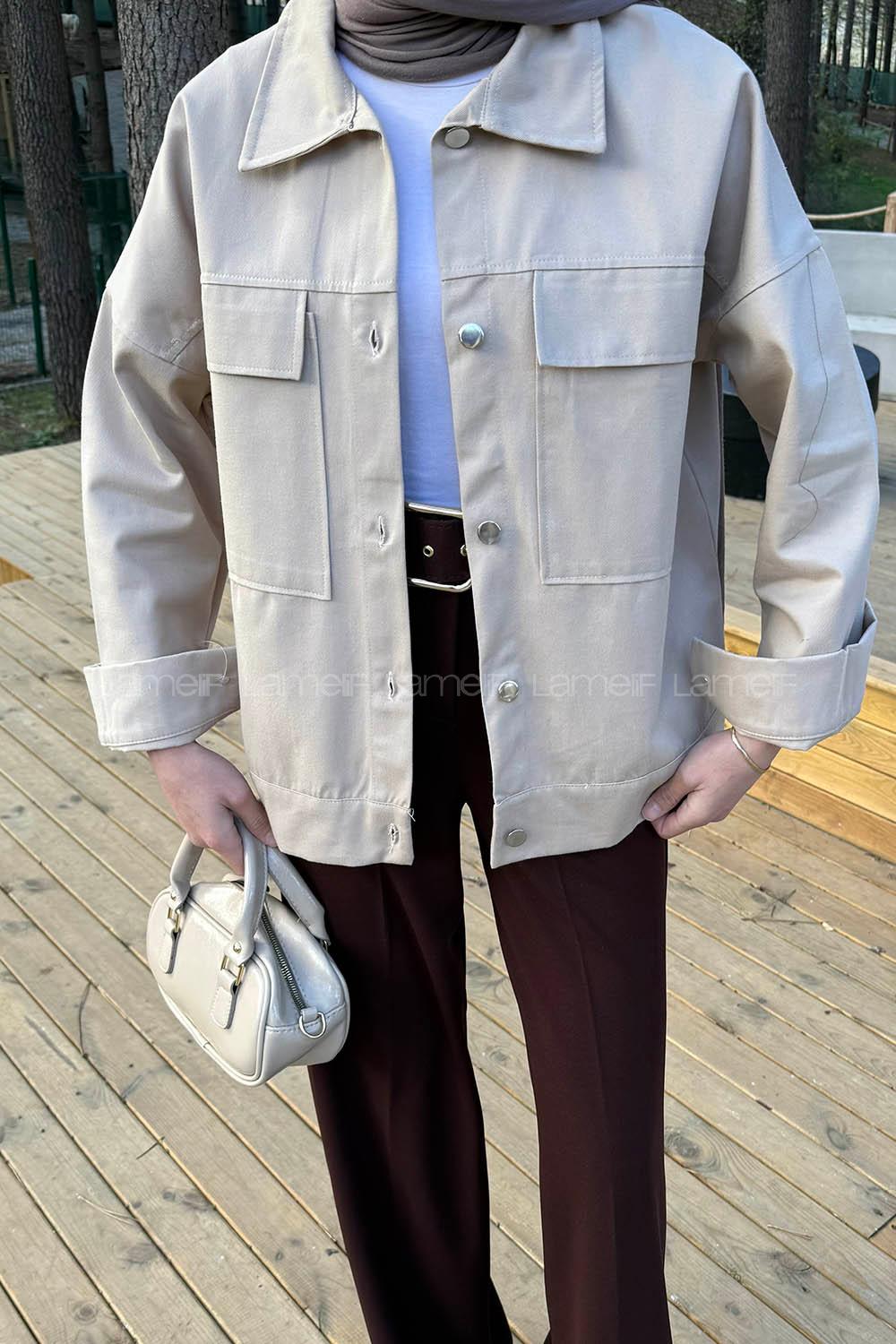 Stone Shirt Collar Long Arm Gabardin Shirt