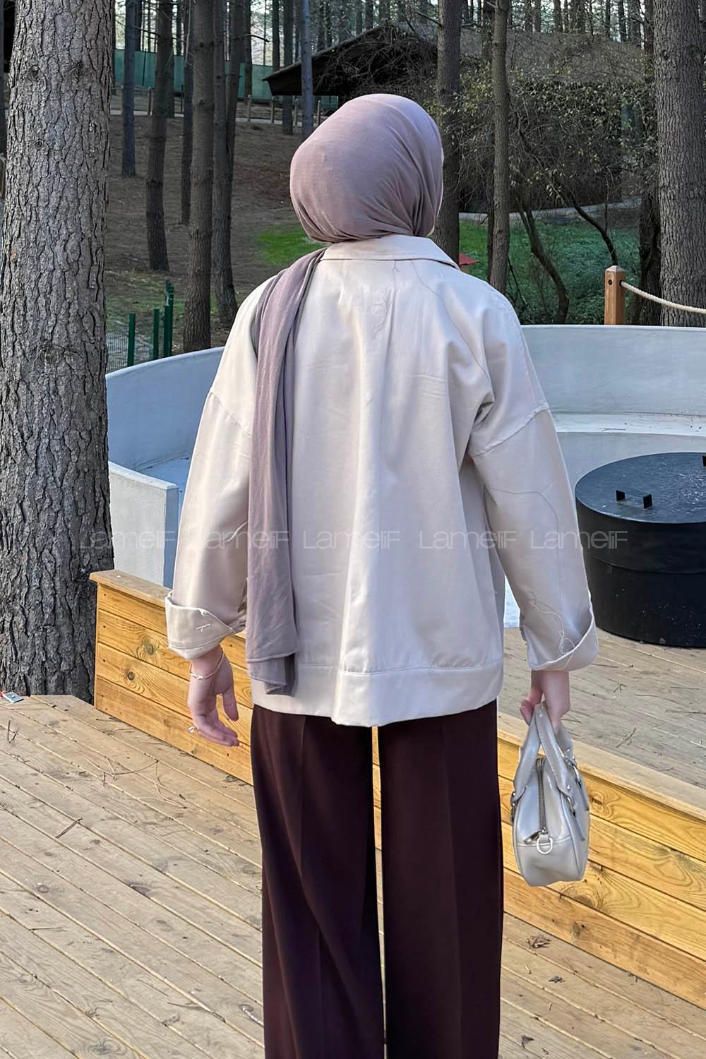 Stone Shirt Collar Long Arm Gabardin Shirt