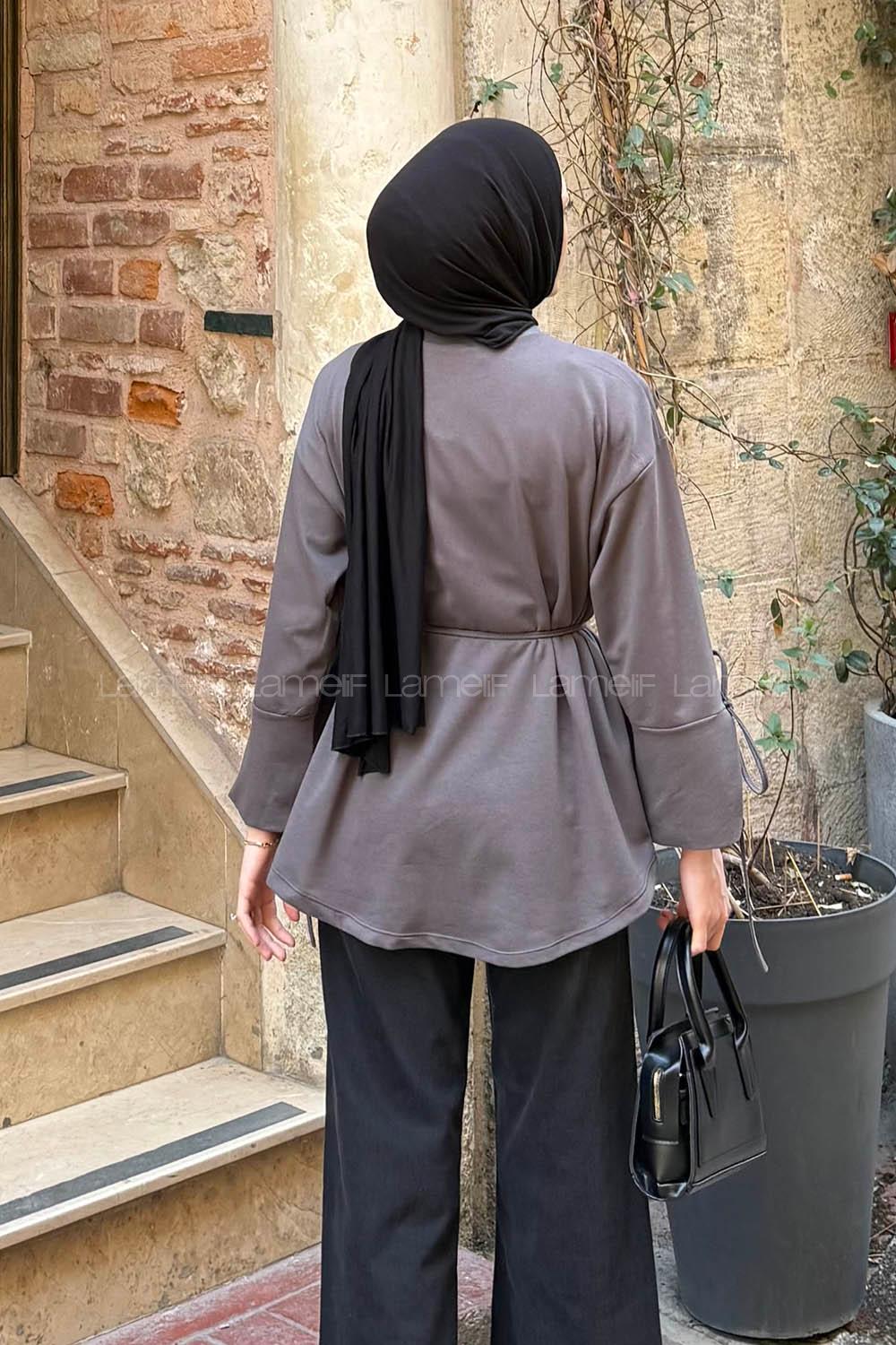 Lamelif Kol Biyeli Sweat Antrasit