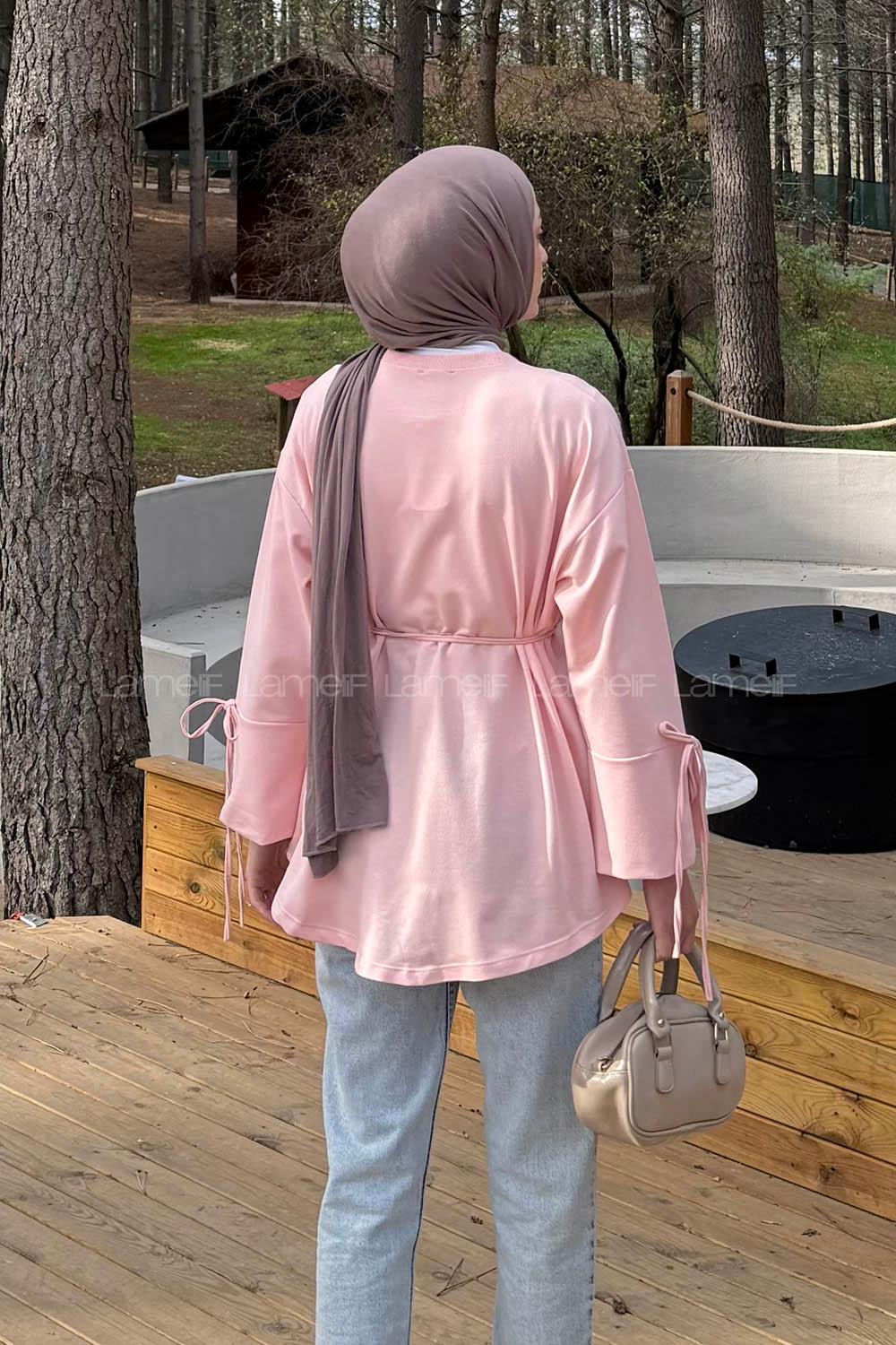 Lamelif Kol Biyeli Sweat Pudra