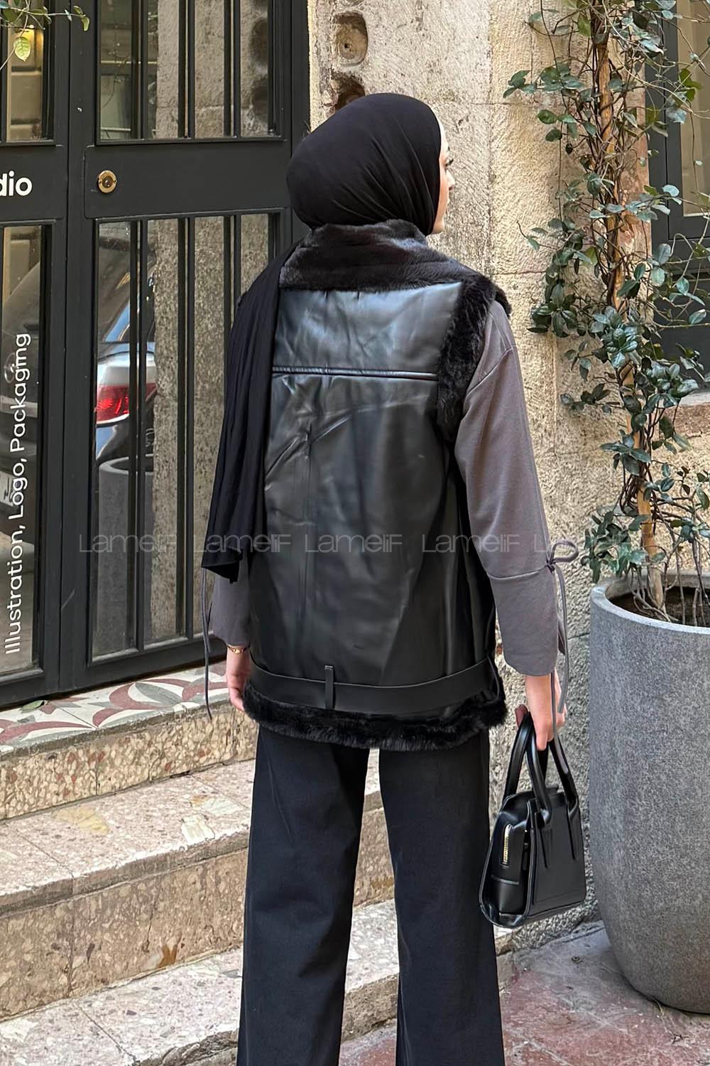 Black-1 Zippered Neck Zero Arm Without Accessories Parachute Fabric Unprinted Vest