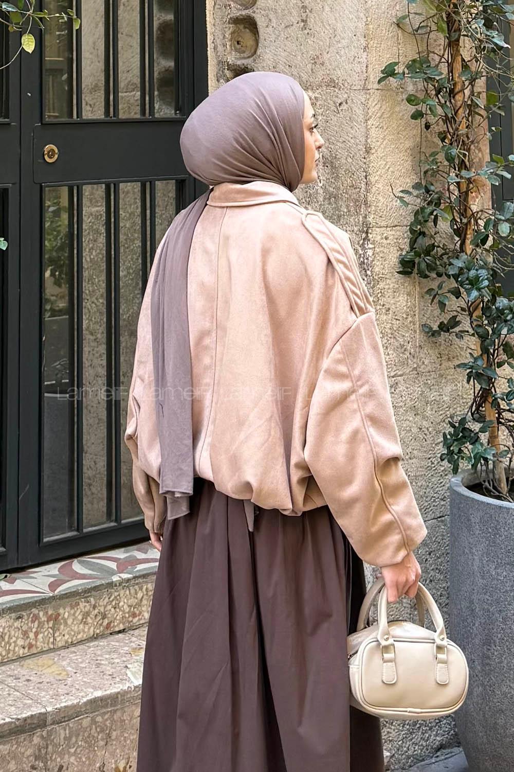 Lamelif Omuz Apoletli Süet Ceket Camel