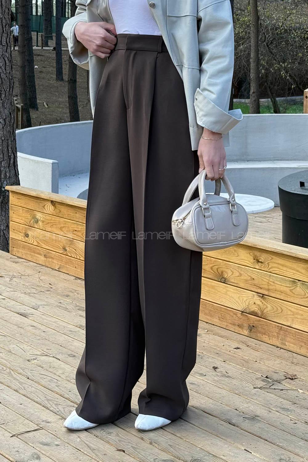 Bitter Brown Polyester Normal Waist Comfortable Pants