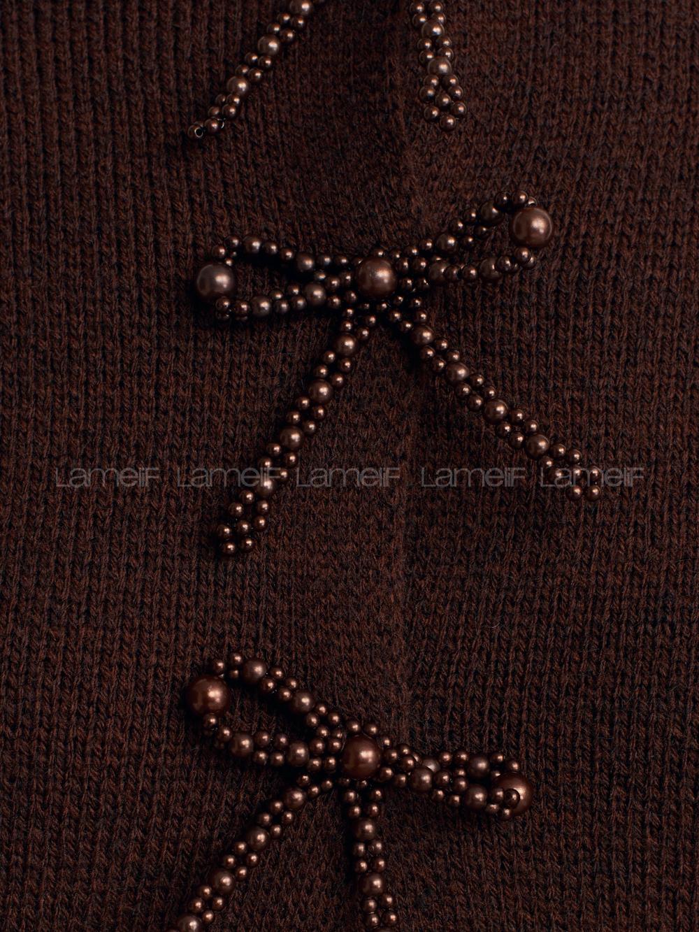 Lamelif Dilvin Fiyonk Detaylı Triko Hırka-Acı Kahve